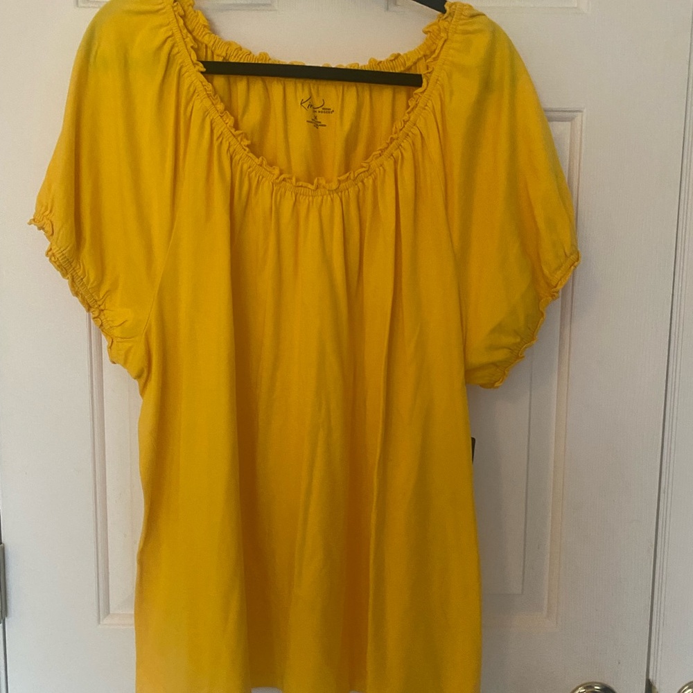 Kim Rogers Plus Size 2X Bright Yellow Summer Top